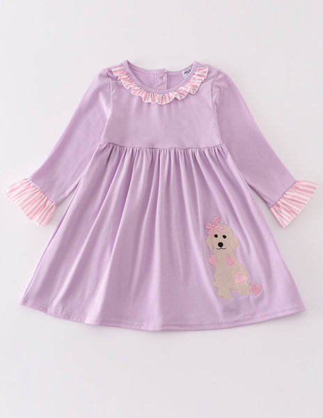 Embroidered Puppy & Hearts Dress