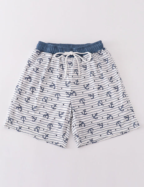 Men’s Blue Anchor Swim Trunks