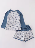 Boy’s Blue Anchor Swim Trunks & Rash Guard