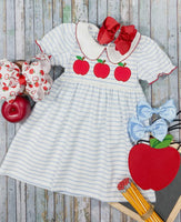 Apples & Stripe Collared Dress