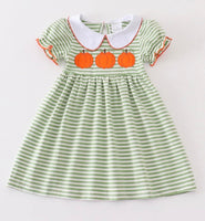 Green Striped Pumpkin Dress