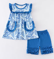 Blue Seashell Short Set