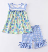 Blue Floral Short Set