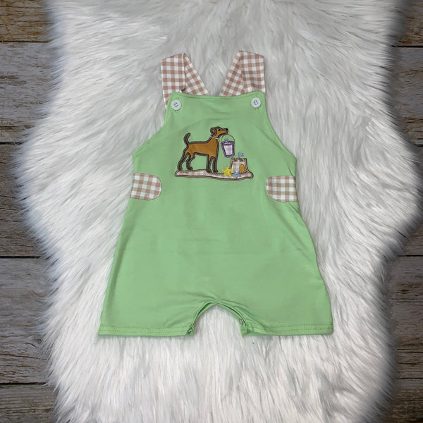 Lime Green Embroidered Beach Dog Romper