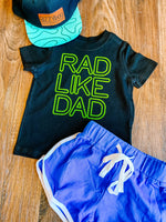 Rad Like Dad Neon Lime Green Graphic Tee
