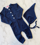 The Cameryn | Ribbed Long Sleeve Lounge Romper with Stocking Hat