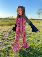 The Wynette | Girl's Striped Bell Bottom Overalls { 3 Colors }