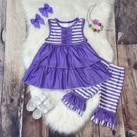 Spring Stripes Tunic & Capris Set - Purple