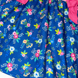 Hot Pink and Navy Blue Floral Mid-Twirl Dress