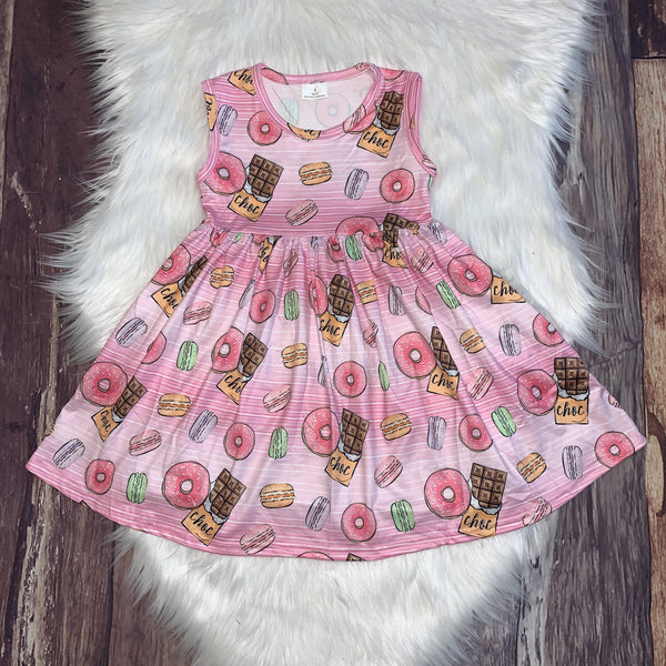 Chocolate & Donuts Printed Partial-Twirl Summer Dress
