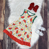 Watermelon Print Sleeveless Dress