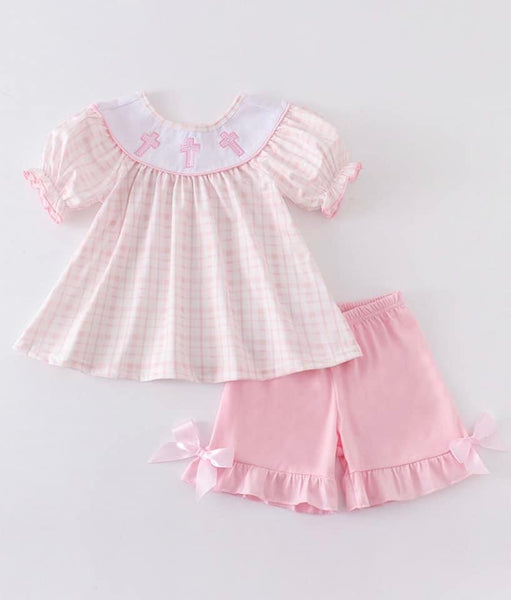 Pink Cross Short Set