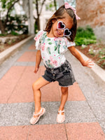 BAE | Distressed Vintage Wash Denim Paperbag Shorts