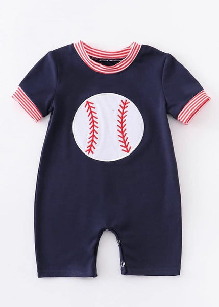 Navy Baseball Romper