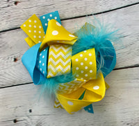Large Blue and Yellow Hair Bow