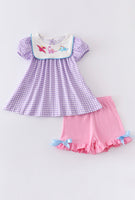 Purple Smocked Dino Set