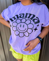 Groovy Smile Flower Mama + Mini |  Women's Violet Comfort Colors Graphic Tee